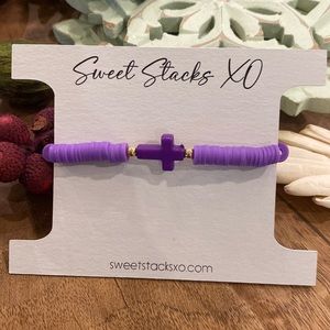 Purple Polymer Cross Bracelet